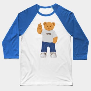 Peace Bear Baseball T-Shirt